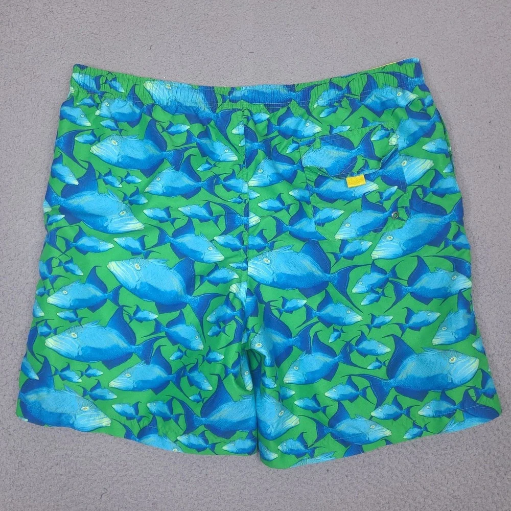 Polo Sport Ralph Lauren Swim Trunks Mens XL 40‎ Waist Fish Shorts Blue Fish VTG